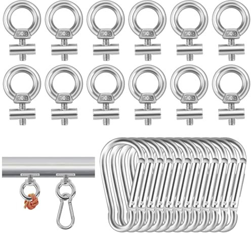 Lot de 12 Arrêts de Rail D'auvent avec Mousqueton en Acier Inoxydable Crochet de Fixation Auvent Caravane Tente de Camping Rails Keder Accessoires pour Caravane Camping Car
