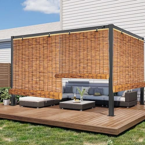 Bambusrollo Für Außenrollo, Natur Balkonrollo Sichtschutz, 30 50 70 90 100 110 130 150 160cm Bambus Rollo, Sonnenschutzrollo Für Indoor Outdoor Türen Terrasse Garten (Size : W130xH180CM)