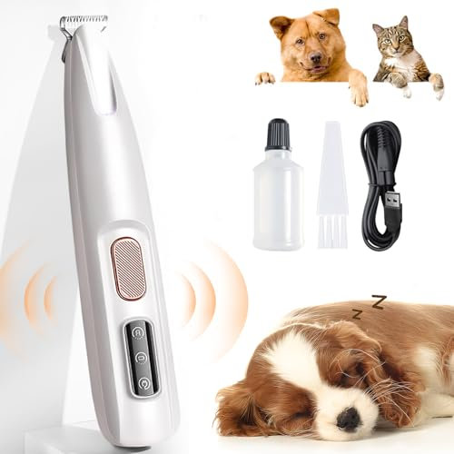 Hundeschermaschine, Wasserdichter, wiederaufladbarer Pfotentrimmer für Haustiere mit LED-Licht, Profi Hundetrimmer für Dickes, Langes und Lockiges Tierhaare