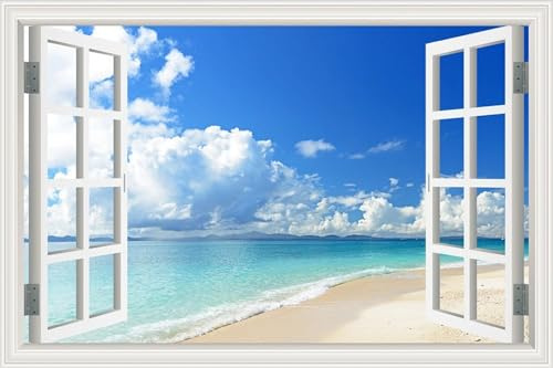 XAONUO Pvc Autoadhesivo Impermeable Papel Tapiz 3D Playa Océano Azul Paisaje 230X180 Fotomural 3D Mural De Personalizar Vinilo Sala De Estar Mural De Arte De Etiqueta De La Pared
