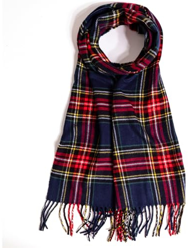 AUSEKALY Schal für Damen und Herren, Winter, kariert, weich, klassisch, warm, leicht, Blau Schwarz Rot, Medium