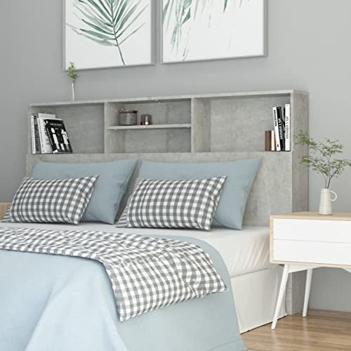 Brokky Bett-Kopfteil mit Ablagen Betongrau 160x19x103,5 cm Mkopfende RüCkenlehne Bett