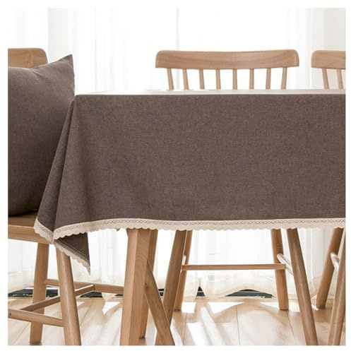 Rechteckige Tischdecke Aus Baumwolle Und Leinen, Wiederverwendbar Pflegeleicht Knitterarm, Elegantes Design, Geeignet Für Formelle Anlässe (Brown 130x190cm)