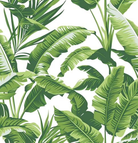 JIAOQSS Papier Peint Adhesif Mural Feuille de bananier de forêt tropicale Art déco Papier Peint Graphique Papier Peint Adhesif Mural Papier Peint Motif Salle de Bain Chambre Salon