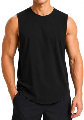 Camiseta sin Mangas de algodón para Hombre, para Entrenamiento, Atletismo, Gimnasio, musculación, musculación, Cortes Negro M