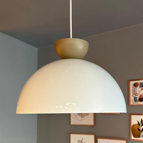 bamyum Yimpi Küchenlampe Hängend Vintage Ø30 cm, Lampenschirm Hängelampe Esstisch Wohnzimmer, Küchenlampe Hängend, Hängelampe Küche, Pendelleuchte Wohnzimmer, Pendelleuchte Vintage Industrial, Weiß