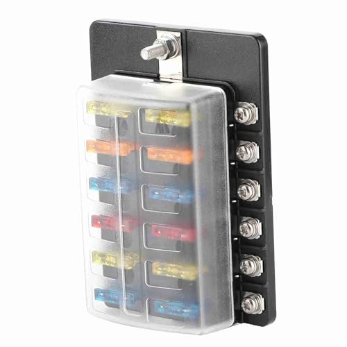 Acouto Porte-bloc de Boîte à 12 Voies avec Indicateur LED Couvercle de Pavillon pour Voitures en Yacht Bus Boxfuse Blockcar Holderblade Box12 Way Boxblade Box/Cover Car Vehicles Homes In Off? Road?