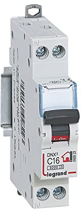 LEGRAND - Disjoncteur Phase + Neutre 230V DNX³ - Pouvoir de Coupure 3000A - 16A Courbe C - Bornes à Vis - 1 Module - Fabriqué En France (Lot de 8)