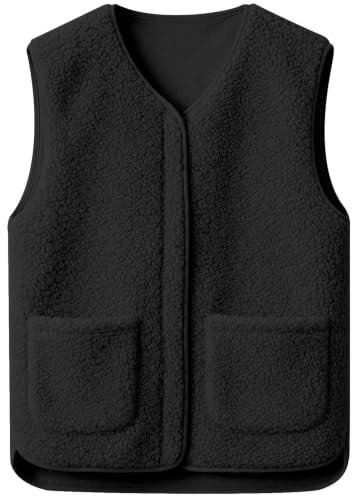 CheChury Femme Gilet Sans Manche Veste avec Poches Zippées Manteaux Polaire Veste Hiver Chaud Léger Doux Chaude Mode Décontracté Molleton Fluffy Gilet