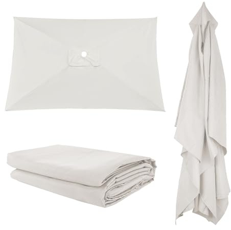 DUYULIANG Auvent De Remplacement Pour Parasol 300×300cm 300x200cm 200x200cm 4/6/8 Baleines, Toile De Rechange Rectangulaire, Protection UV Durable Housse Pour Parapluie non déporté(Offwhite,197X297cm