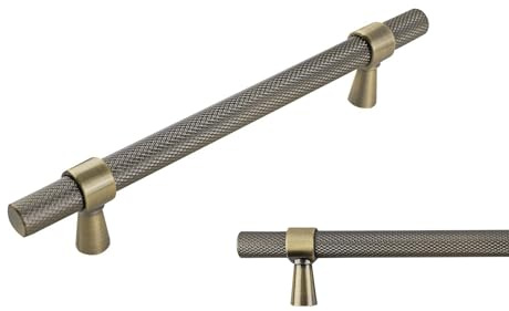 keypak 10 Pack Antique Brass Knurled Kitchen Cupboard Handles 128mm