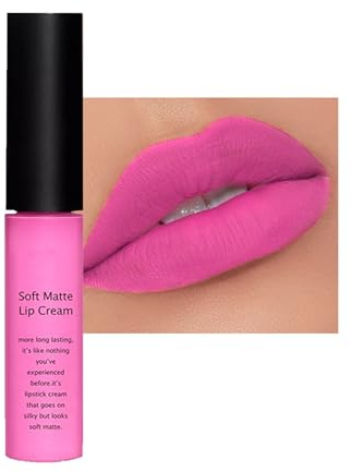 Velvet Matte Hot Pink Liquid Lipstick, Non Stick Cup Lip Gloss Lip Stain, Long-Lasting Waterproof Lip Color, High Pigmented Full-Coverage Lipsticks for Women Girls