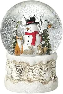 Heaven Sends Weihnachts-Schneekugel mit Schneemann umgeben von Waldtieren