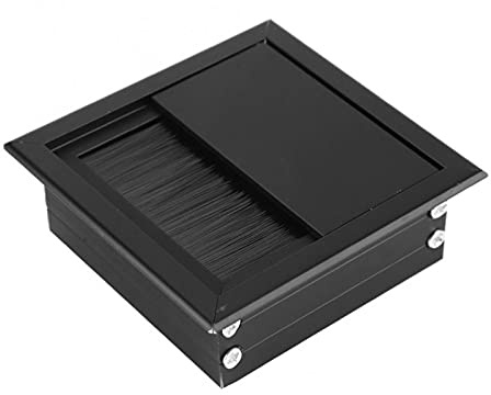 Pasacables 2pcs Mesa de rectángulo aleación Aluminio Cable Ojal la Cubierta con Herramienta Pincel