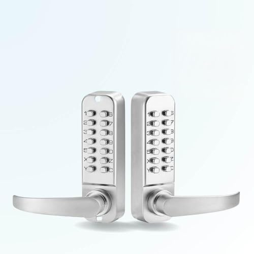 Serrure à code mécanique BT208, Pêne demi tour, Double Contrôle d'accès pour porte, Code Entrée et Sortie, Argent