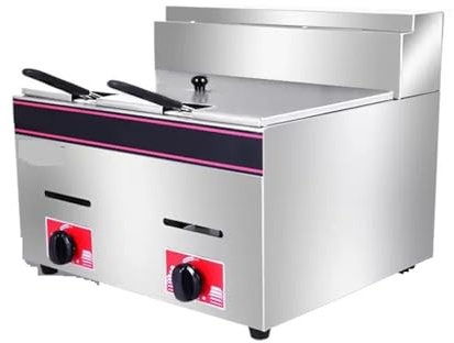 Friggitrice Commerciale con Cestello, Elettrica da 10/12 Litri for Ristorante o Casa, Banco Rimovibile in Acciaio Inox di Grande Capacità Sicurezza Facile Da Pulire(Liquefied gas large single 20L)