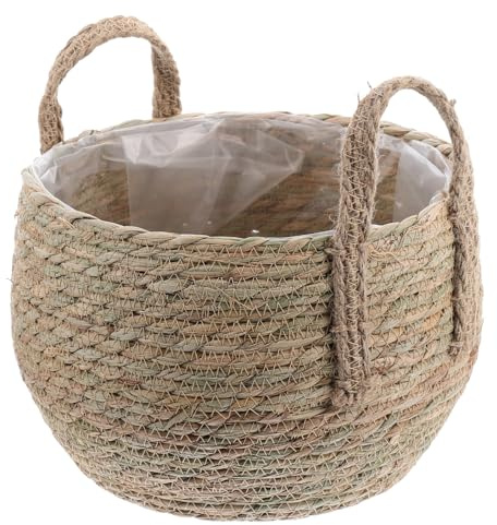GALPADA Cestino Portasfiori Intrecciato Creativo 24cm in Alga | Uso Indoor, Finitura Ornamentale Curata, Facile da Spostare e Pulire, Forma a Cesta per Contenere Oggetti