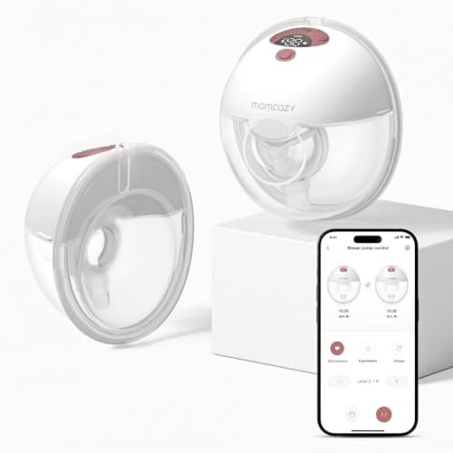 Momcozy Wearable Breast Pump (App-Controlled, 3 Modes, Cozy Red, 2-Count)