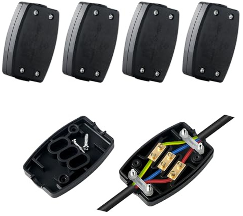 4 Pcs 3 Terminal Electrical Junction Box, Power, 13A 250V Electrical Connectors for Indoor Lighting (Black)