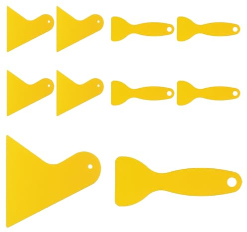 NULYLU Set 10 Pezzi Spatole Triangolari Gialle in Plastico per Pellicola Protettiva Auto, Strumento per Applicazione e Rimozione Bolle per Pellicola Verniciatura