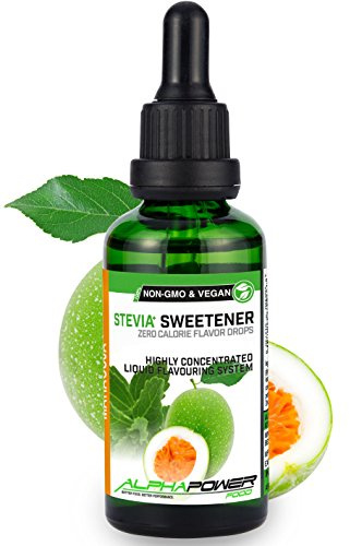 ALPHA POWER FOOD®: Stevia líquida natural - Stevia Gotas de maracuyá, Edulcorante natural, sustituto del azúcar con sabor - sin azúcar & calorías