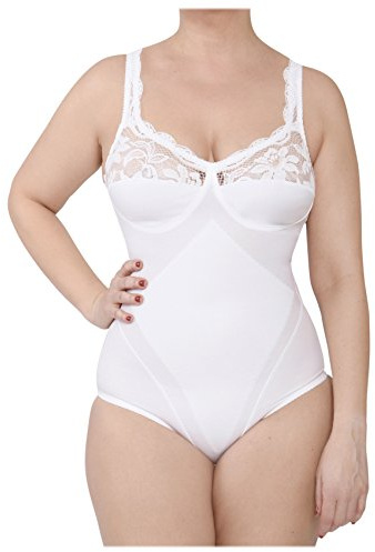 BODYPERFECT Body Donna Coppa D Contenitivo e Snellente Intimo Elegante per Un Corpo Perfetto in Pizzo Senza ferretto Scollatura sulla Schiena