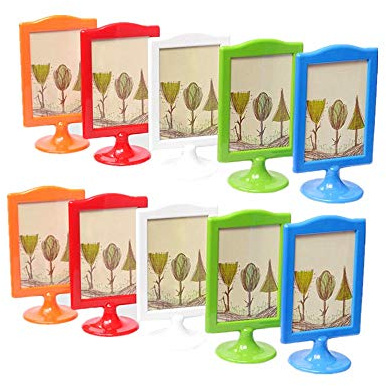 Leoyoubei 10 Pack 4x6 Double Sided Picture Frame Bulk,Self Standing Photo Frame, Vertical Stand Frame Sign Display Holder with Inserts and Base,Menu Holders,Price Tag,Culture Card (Assorted Colors)
