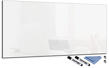 Glas-Magnettafel 50x100 Pinnwand Wand Zubehör Whiteboard Küche Deko Office Büro Weiß