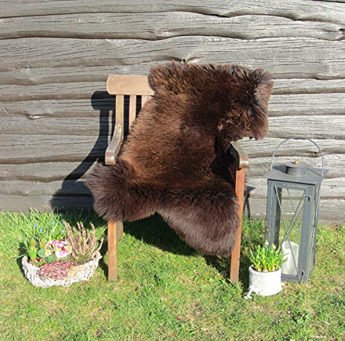 Felltrade merino, fårskinn, päls, äkta, stor 120–130 cm, brun, ekologisk garvning