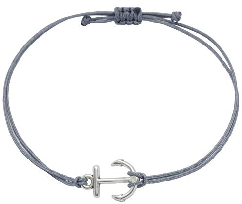 Selfmade Jewelry Bracelet ancre en argent pour femme Bracelet en macramé fait à la main avec boîte-cadeau (argent - gris) (taille ajustable)