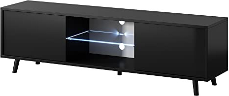 Selsey Mobile per TV, Materiale a Base di Legno, Nero, 31.3 x 140.0 x 40.5 cm
