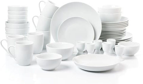 Waterside Fine China 42 Piece Simply White Coupe Dinner Set