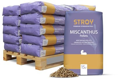 Miscanthuspellets Einstreu Pellets Miscanthus Tier Streu Pellet Für Großtier Kleintier Pferde Stall Box Paddock 15kg x 20 Sack 300kg / 1 Palette
