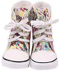 Aeromdale Puppe Leinwand Schuhe Blumen Muster Hohe Stiefel für 18 Zoll Amerikanische Puppe Mädchen 43cm Puppen Spielzeug Puppen Zubehör - # B - 1 Paar