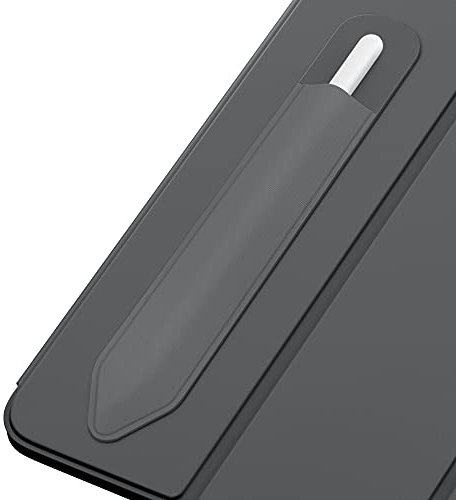 MoKo Pencil Holder Sticker Fit Apple Pencil Pro, Apple Pencil (USB-C), Apple Pencil 1st/2nd Generation, Elastic Pencil Pocket Pouch Adhesive Sleeve Attached to iPad for Stylus Pens, Dark Grey