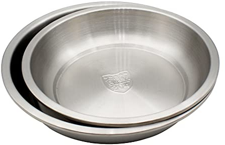 Abcsea 2 Pièces Assiette Plate Inox, Assiettes à Dîner, Assiettes Service de Table, Plat de Service Inox