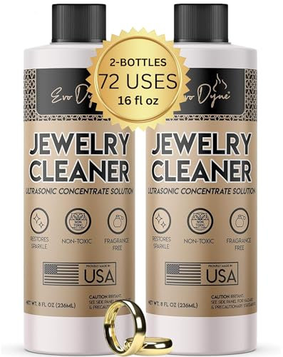 Ultrasonic Jewelry Cleaner Solution (16 fl oz Total) | Ultrasonic Cleaner Solution for Diamond, Gold, Silver, Gemstones & more – Concentrated Jewelry Cleaner for Sonic and Ultrasonic Machines