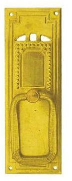Antikhof Möbelbeschlag Jugendstil Messing geprägt, Grösse: 3,5x9,5cm; Bestellnummer: JMB 45, Messing-Natur