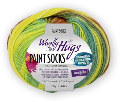 Woolly Hugs Paint Socks 100g 211 - neon/gelb/grün