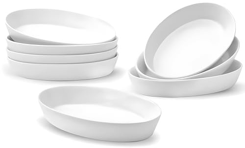 UIBFCWN Au Gratin - Teglia da forno ovale in ceramica, 19,1 x 11,4 cm, per porzione singola, casseruola singola, adatta al forno, teglie gratinate per lasagne e crostini, 326 g, set di 8