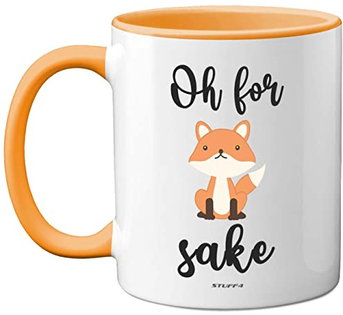 Stuff4 Oh for Fox Sake Mug, Funny Funny Gifts for Friends | 11oz Ceramic Dishwasher Safe Premium Yellow Handle Mugs Fox Gifts, Cute Women and Men