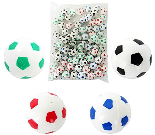 100er Set Flummi Fußball 27mm - 100 Stück im Beutel, Flummies für Kinder, Flummis 100 Stück, Tombola Preise Kinder, Flummis, Gummibälle, Flummis Kindergeburtstag, Mini Basketball