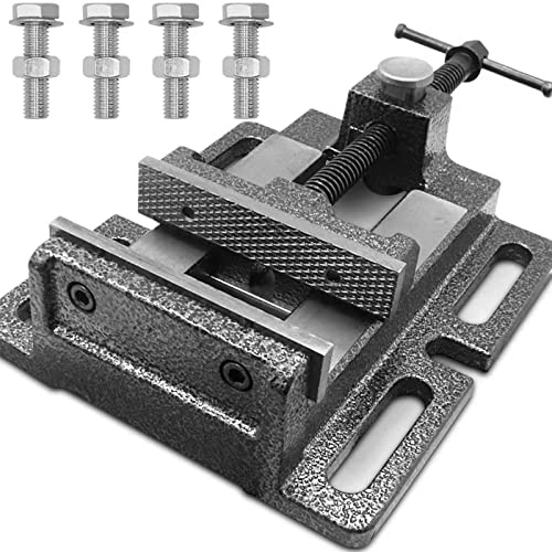 Drill Press Vise, Quick Release Bench Vise 5'', Heavy Duty Drill Press Vice Clamp- 5.12 Jaw Opening, 4.84 Jaw Width - Vice for Woodwork, Low Profile Drill Press, Benchtop, Milling Machine,etc