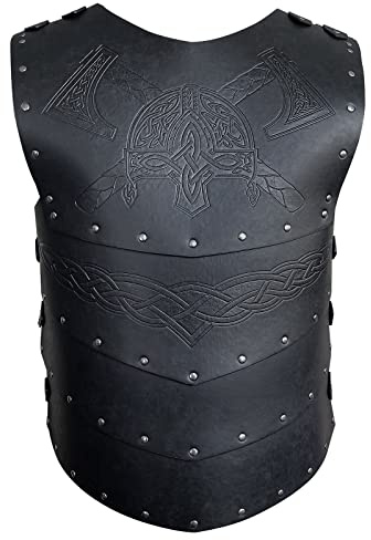 HiiFeuer Wikinger Kunstleder Geprägte Brust Rüstung Retro Mittelalter Ritter Leder Rüstung für LARP/Cosplay