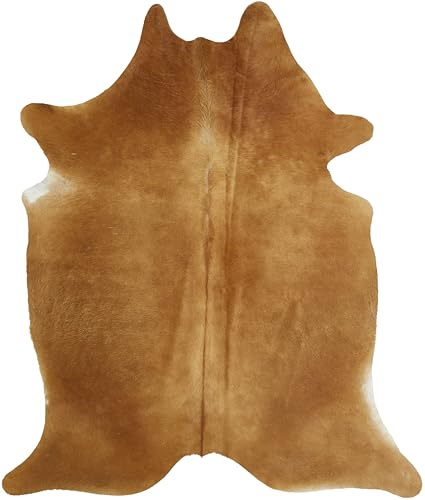 -Luxor- Living Rinderfell Kuhfell Teppich echt - natürlicher Fellteppich für naturgetreue Wohnatmosphäre - ca. 160 x 240 cm braun Uni