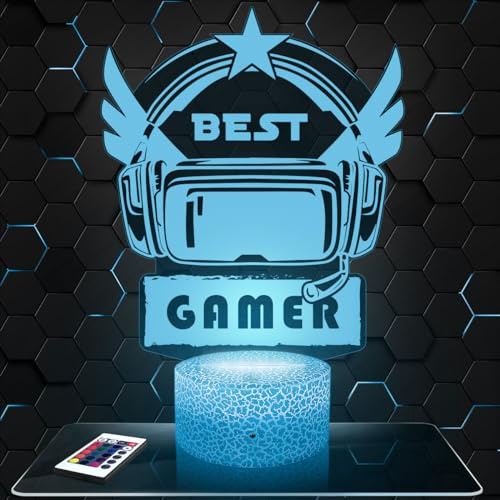 Lampephoto.fr - Best Gamer Gaming Gamer 3D Lampe, Touch Nachtlicht, Videospielzimmer Dekoration 3D-Gamer Videospiel Idee Weihnachten Nachtlicht SchreibtischlampE. Originelles für Jugendliche TOP