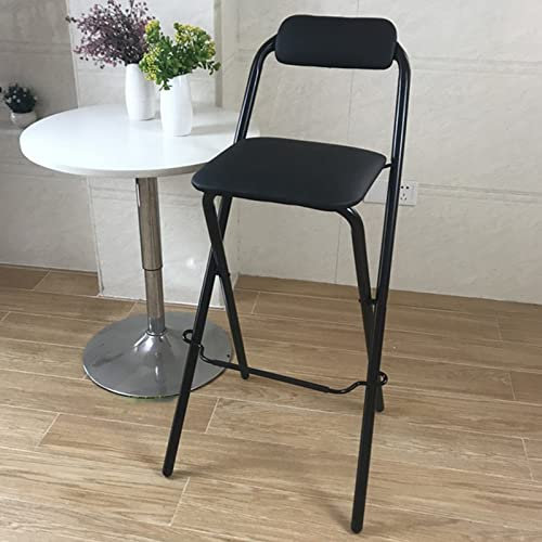 HIARAN Klappbare Barhocker – weich gepolstert mit Rückenlehne – tragbar und für Outdoor-Küchen, Geschäfte, Cafés – für Erwachsene, Thekenhöhe – Klapphocker Lucky Star