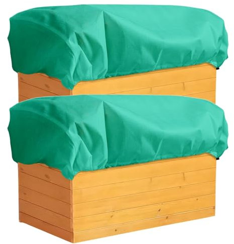 DKINY 2 Stück Schutzhülle für Blumenkästen, Winterschutz Balkonpflanzen, Frostschutz Schutzhaube mit Kordelzug, Kübelpflanzensack Winterschutztopf für Pflanzen in Balkon Draußen 150 x 45 x 40cm Grün