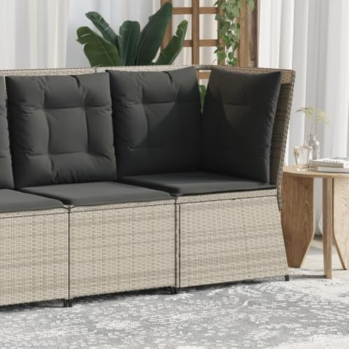 Xichuzi Garten-Ecksofa mit Kissen Hellgrau Poly Rattan, Balkonmöbel, Gartenlounge, Gartenmöbel, Balkon Sofa, Terrassen Sofa, Terrassenmöbel - 368987