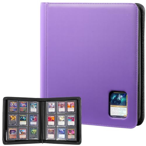 ProCase Álbum para Toploaders 3x4, 324 bolsillos -Morado | 9 Bolsillos de Carga Lateral, Archivador con Cremallera y Ventana, Sin PVC, para TCG y Cartas Deportivas